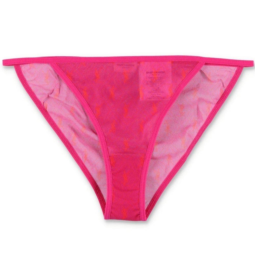 Saint Laurent YSL Monogram Sheer Panty in Pink Jersey Tulle, L